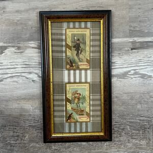 Antique French Chocolat Guérin-Boutron Trade Cards in Framed Plaid Mat
